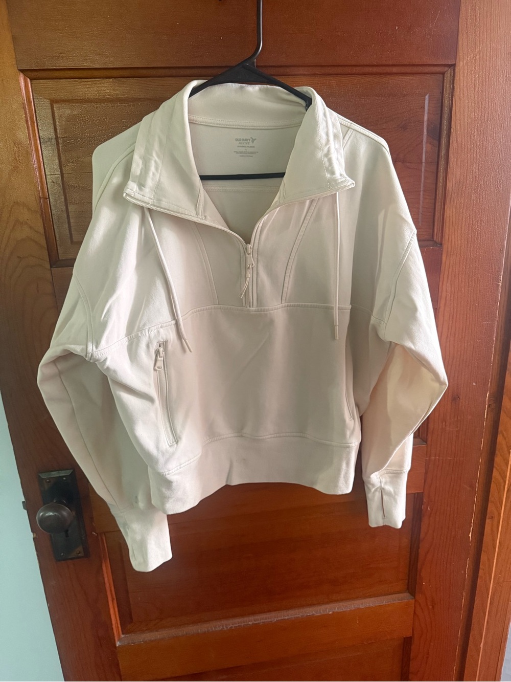 Old Navy Women's Half-Zip Pullover Sweatshirt - Light Beige/Cream